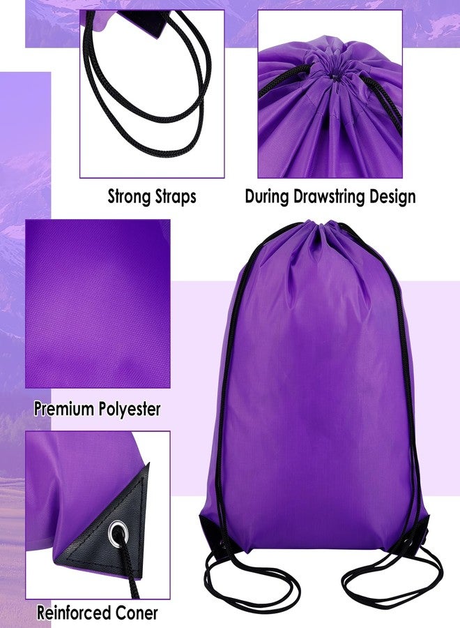 Enjamyo 20 Pack Drawstring Backpack Bulk, Drawstring Bags Bulk, Polyester Draw String Bags, Sports Cinch Bag for Gym, Travel, Party, Trip, Cinch Sack DIY for Women Men(Purple) - Image 4